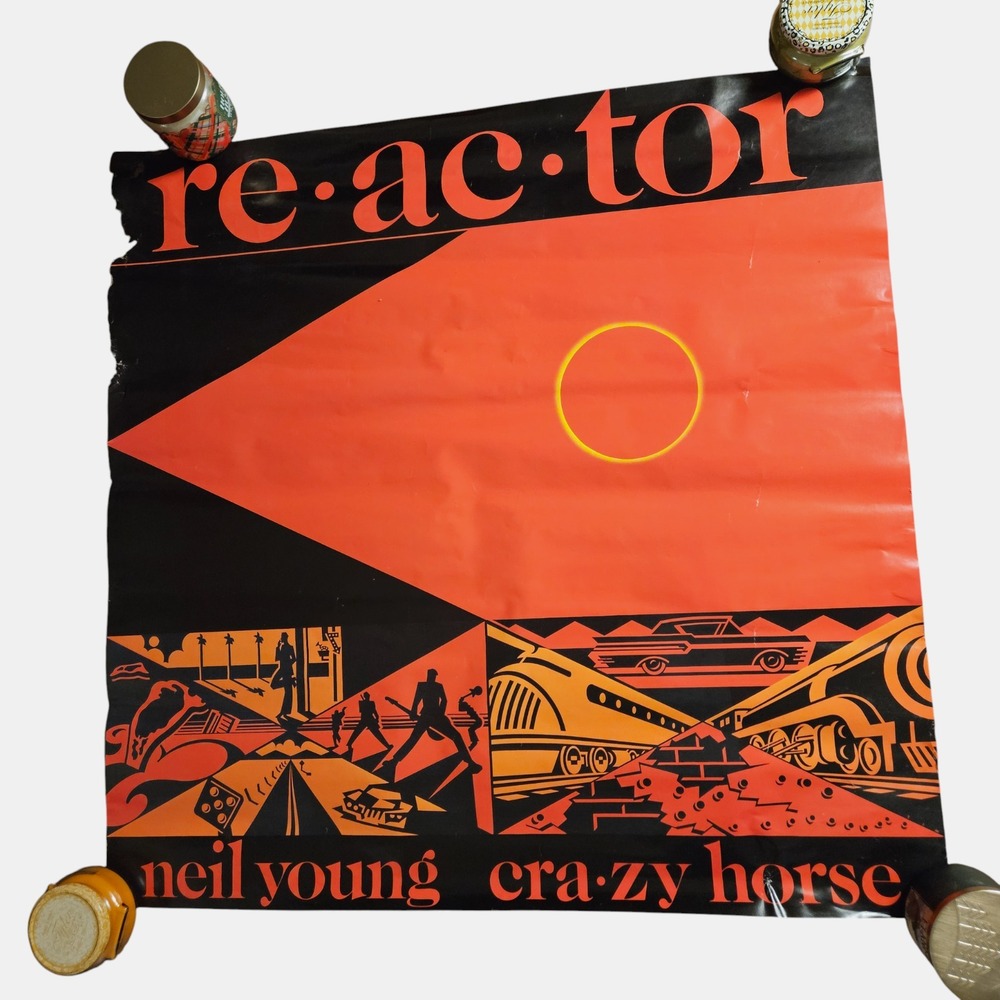 Neil Young Crazy Horse Reactor Vintage 1981 Promo Album Poster 36x36 Rock Advert
